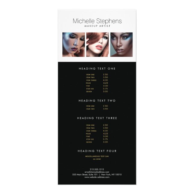 Tarjeta Publicitaria Trío fotográfico moderno para artistas de maquilla (Frente)