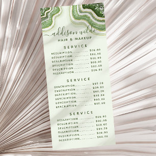 Tarjeta Publicitaria Verde Esmeralda Glitter Agata Geoda Lujo Chic