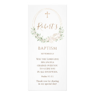 Tarjeta Publicitaria Verde Foliage Cross Angels Baptism