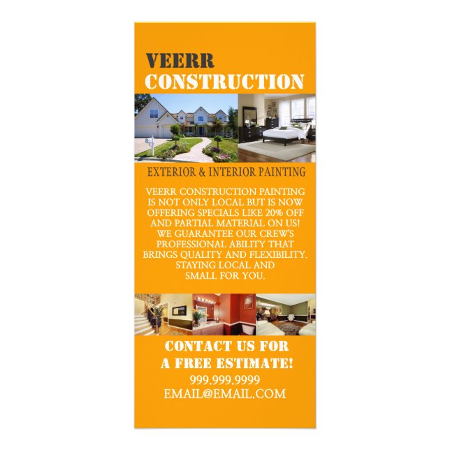 Tarjeta Publicitaria Viajero exterior interior de pintura de construcci (Frente)