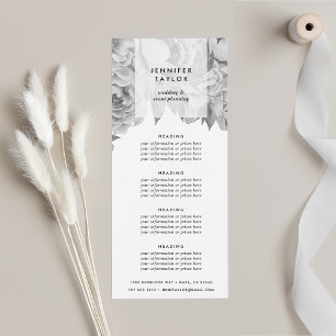 Tarjeta Publicitaria Vintage Black & White Floral Pricing o Services
