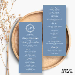 Tarjeta Publicitaria Vintage Blue Toile Monogram Wedding Programs