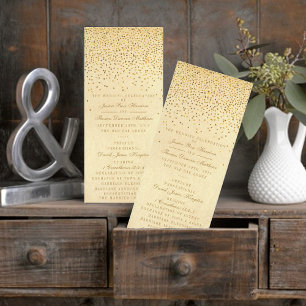 Tarjeta Publicitaria Vintage Glam Gold Confetti Wedding Program