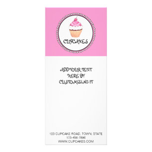 TARJETA PUBLICITARIA VOLANTE DE CUPCAKE NEGRO PINO