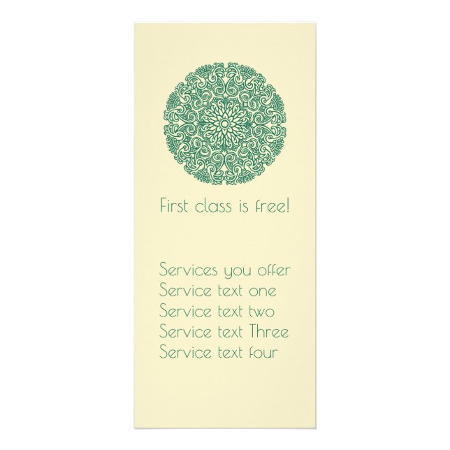 Tarjeta Publicitaria Yoga De Mandala Verde O Práctica Holística (Frente)