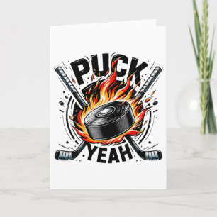 Tarjeta Puck Sí divertido padre de hockey mamá jugadores d