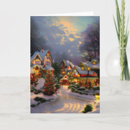 Tarjeta Pueblo Antiguo Precioso Celebrando la Navidad Tarj
