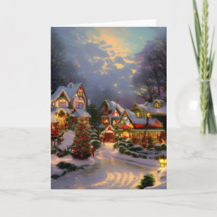 Tarjeta Pueblo Antiguo Precioso Celebrando la Navidad Tarj