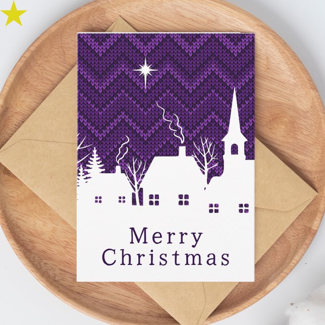 Tarjeta Pueblo Argyle de punto morado Navidad (Subido por el creador)