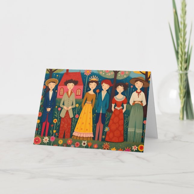 Tarjeta Pueblo de Arte Popular y cumpleaños del pueblo (Anverso)