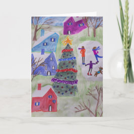 Tarjeta Pueblo Navideño Navidad