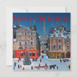 Tarjeta Pueblo navideño victoriano vintage