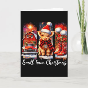 Tarjeta Pueblo Pequeño Navidad Vaca Highland Arte Occident
