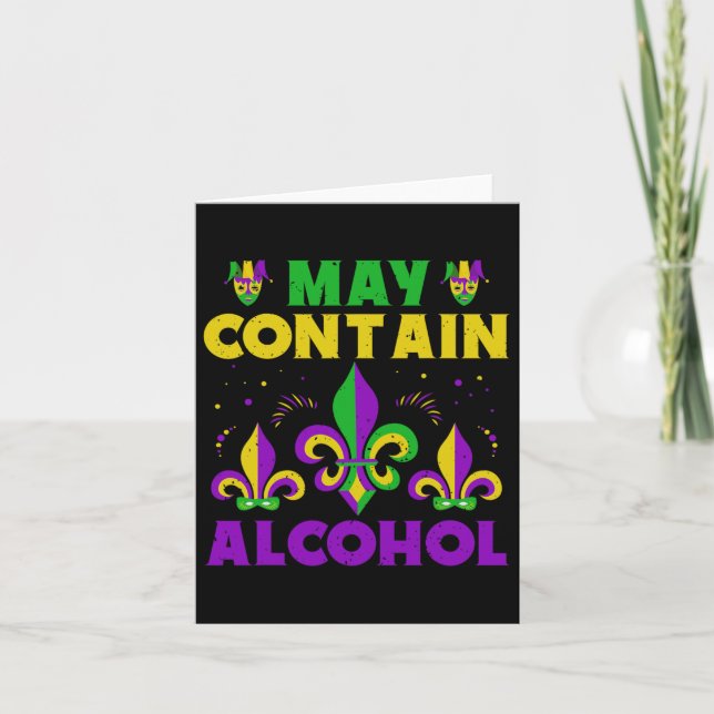 Tarjeta Puede contener alcohol y el mardi gras puede conte (Anverso)
