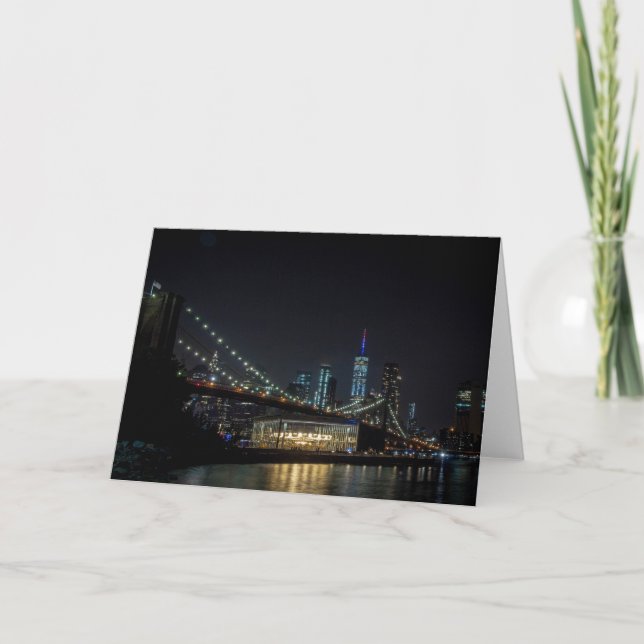 Tarjeta Puente de Brooklyn y torre de la libertad en la (Anverso)