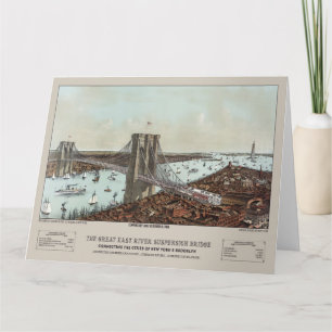 Tarjeta Puente de Currier e Ives Brooklyn de 1892