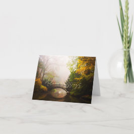 Tarjeta Puente de otoño y cisne con texto personalizado