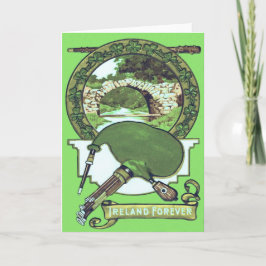 Tarjeta Puente de piedra shamrock de Bagpipe Shillelagh