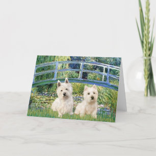 Tarjeta Puente del estanque de lirios - Westies (dos)