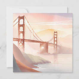Tarjeta Puente Golden Gate | Amanecer Hermoso Acuarela