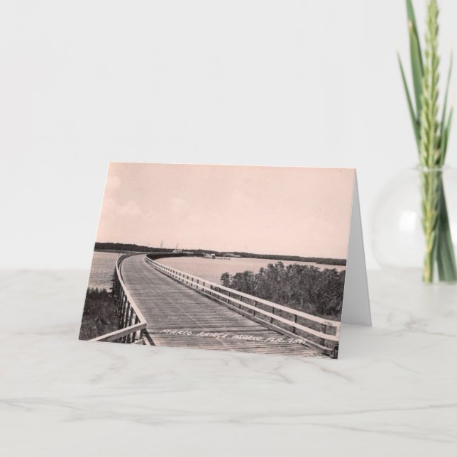 Tarjeta Puente Marco, isla marco, Florida, años 30 (Anverso)