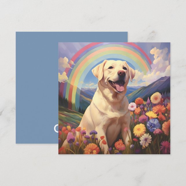 Tarjeta Puente Memorial Arcoíris Perro Labrador Blanco Ama (Anverso / Reverso)