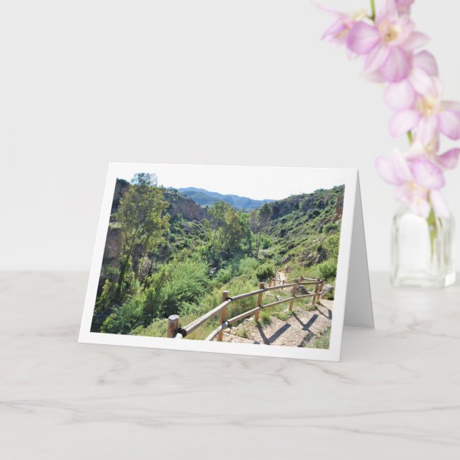 Tarjeta Puente Ruta del Agua en Chelva, Valencia, España (Orquídea)