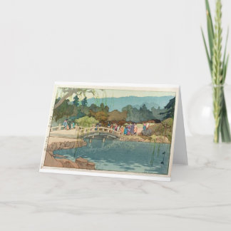 Tarjeta Puente sobre arte japonés vintage sobre el agua Uk