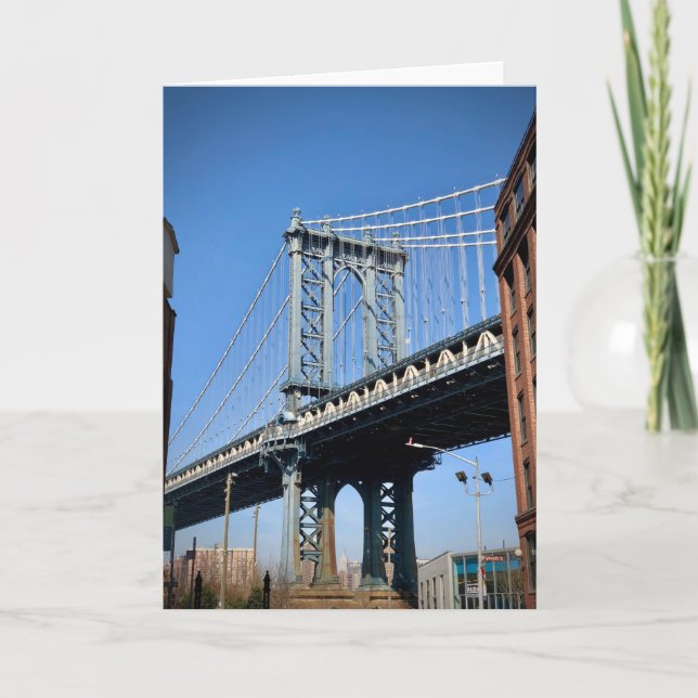 Tarjeta Puente y Empire State Building de Manhattan (Anverso)