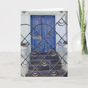 Tarjeta Puerta azul fresca