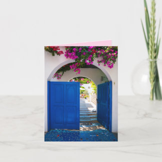 Tarjeta Puerta azul griega y turca