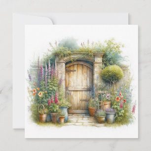 Tarjeta Puerta de jardín de cottage estilo acuarela Amista
