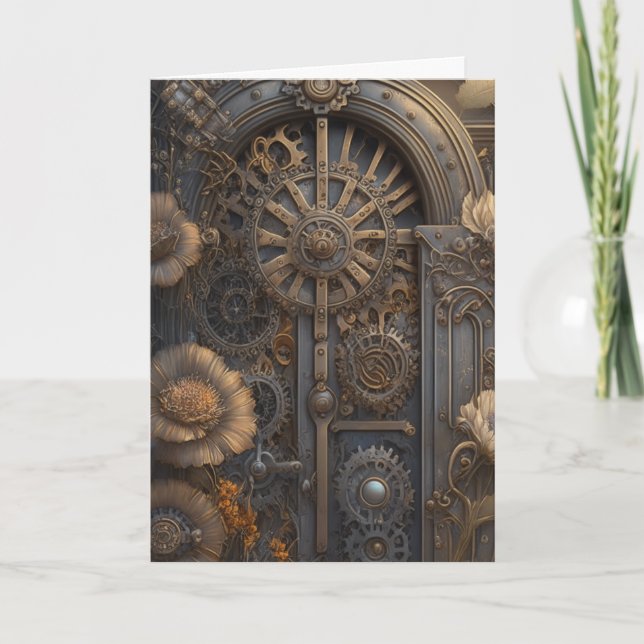 Tarjeta Puerta Steampunk | Te Falta (Anverso)