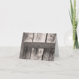 Tarjeta Puerta y bisagra de madera rústica