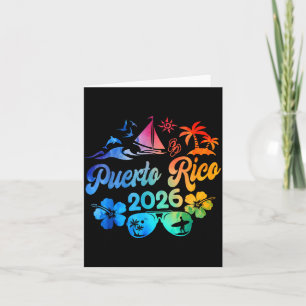 Tarjeta Puerto Rico 2026 vacaciones de playa Tie Dye viaje