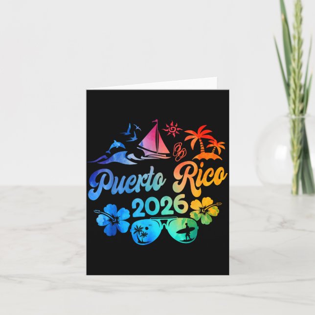 Tarjeta Puerto Rico 2026 Vacation Beach Tie Dye Trip Summe (Anverso)