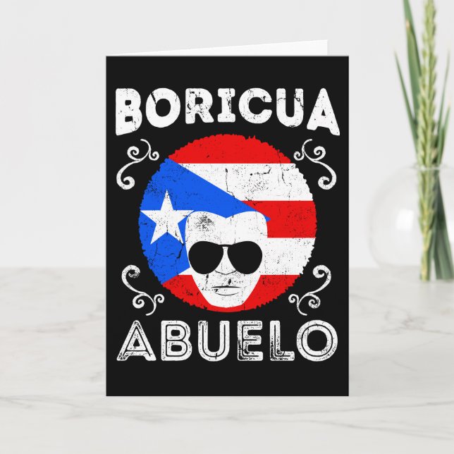 Tarjeta Puerto Rico Abuelo Día de los Padres con la bander (Anverso)