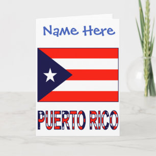 Tarjeta Puerto Rico Bandera Puertorriqueña Azul Personaliz