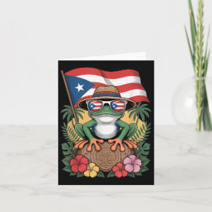 Tarjeta Puerto Rico Boricua Coqui Frog Taino Sun Puerto Ri