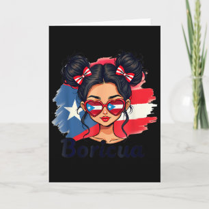 Tarjeta Puerto Rico Herencia Hispana Moño Desordenado Puer