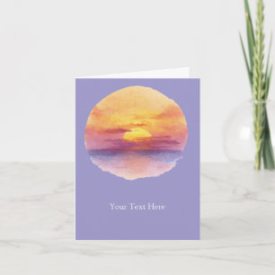 Tarjeta Puesta de sol al acuarela Océano Horizonte Estétic