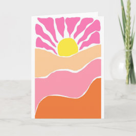 Tarjeta Puesta de sol boho rosa pálido y naranja