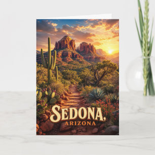 Tarjeta Puesta de sol de Sedona Arizona Roca Roja Desierto