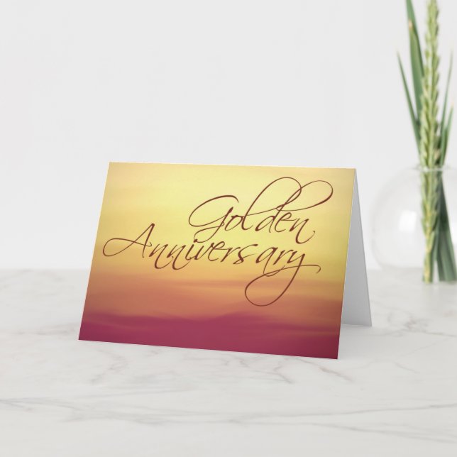 Tarjeta Puesta de sol dorada Aniversario de bodas (Anverso)