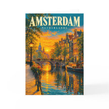Puesta de sol en el canal de Amsterdam Holanda Via