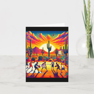 Tarjeta puesta de sol en el desierto de Phoenix baloncesto