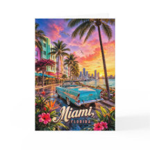 Puesta de sol en el paseo marítimo de Miami Florid