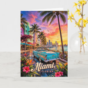 Tarjeta Puesta de sol en el paseo marítimo de Miami Florid