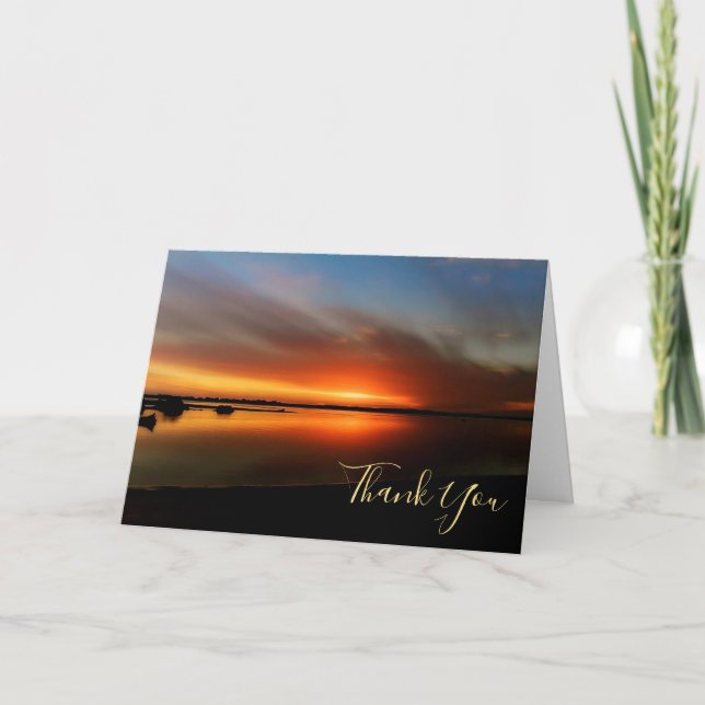 Tarjeta Puesta de sol en la playa personalizada (Anverso)