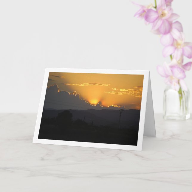 Tarjeta Puesta de sol naranja en Valencia España (Orquídea)